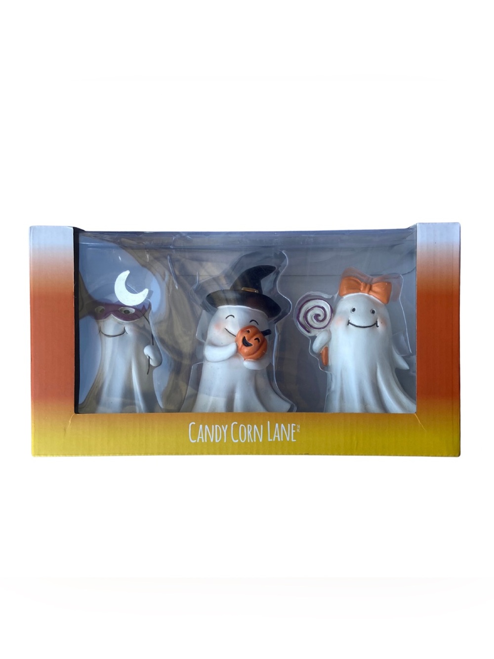 Candy Corn Lane Halloween Ghost Figurines Set